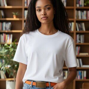 New Womens Skinny Reversible Leather Belt Full Grain Orange Black Size 34